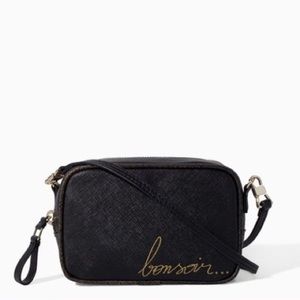 Zara Black Leather Bonsoir Crossbody purse